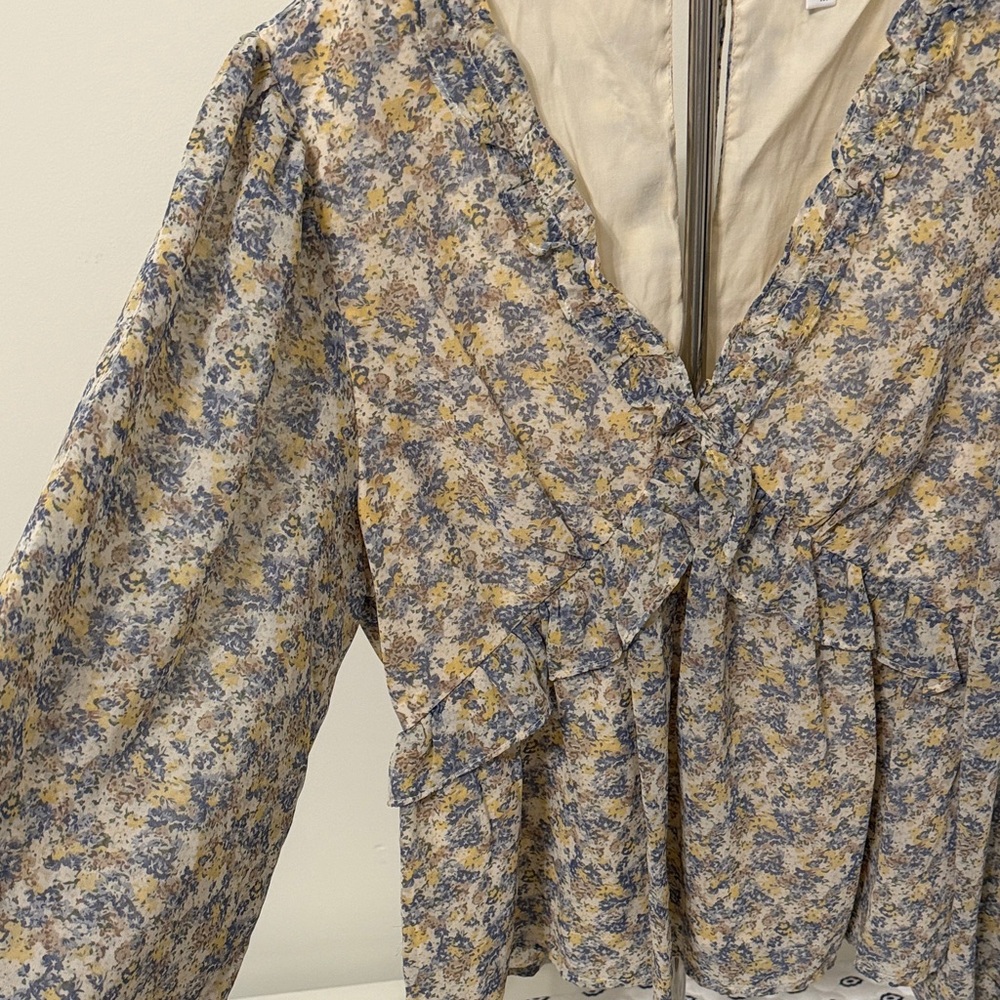 Mittoshop Blue and Yellow Floral Blouse - Picture 4 of 9